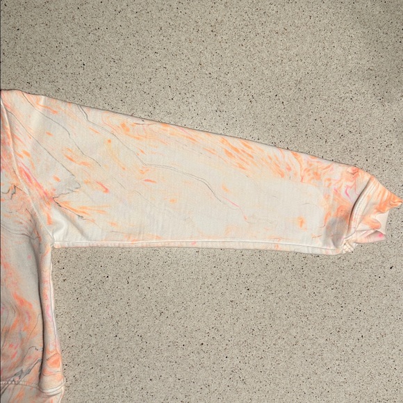 Cotton Citizen Crop Marble Sweatshirt 🤍🧡 White Coral Neon Orange Women’s Small - Picture 10 of 15